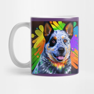 Australian Cattle Dog Rainbow Painting Mug